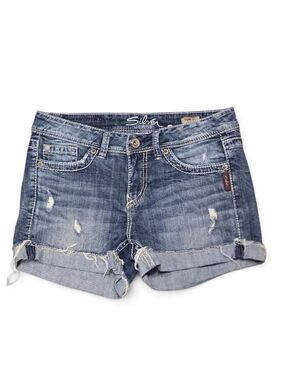 Silver Jeans Toni 3.5 Distressed Cuffed Denim Shorts W29 Y2K